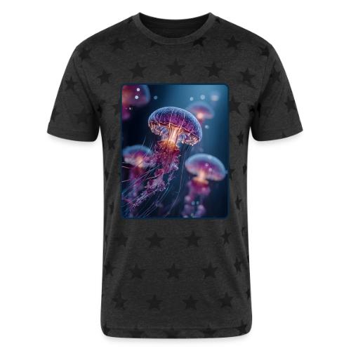 Glowing Jellyfish Deep Sea Design - Unisex Adult Star Printed T-Shirt