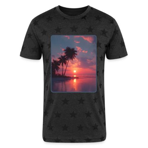 Tropical Sunset Ocean Reflection Design - Unisex Adult Star Printed T-Shirt