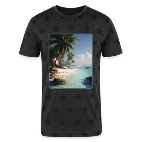 Tropical Beach Paradise Palm Design - Unisex Adult Star Printed T-Shirt