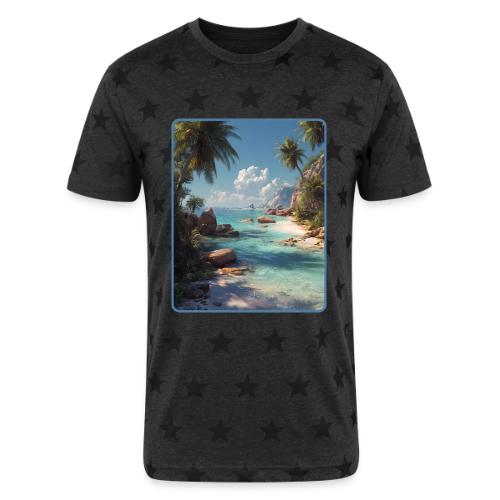 Tropical Island Paradise Ocean Design - Unisex Adult Star Printed T-Shirt