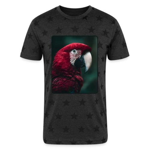 Red Green Macaw Bird Portrait Design - Unisex Adult Star Printed T-Shirt