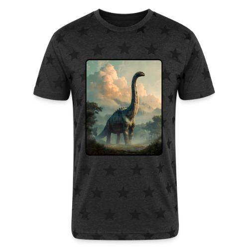 Brachiosaurus Prehistoric Scene Design - Unisex Adult Star Printed T-Shirt