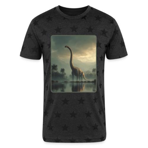 Brachiosaurus Misty Lake Design - Unisex Adult Star Printed T-Shirt