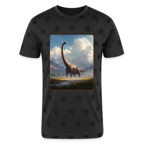 Brachiosaurus Valley Landscape Design - Unisex Adult Star Printed T-Shirt