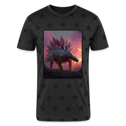 Stegosaurus Sunset Forest Design - Unisex Adult Star Printed T-Shirt