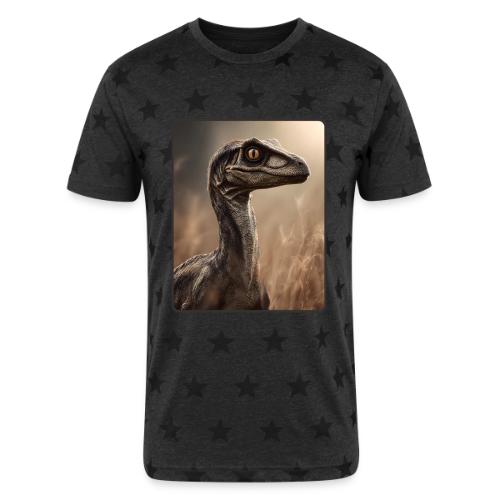 Velociraptor Feathered Portrait Design - Unisex Adult Star Printed T-Shirt