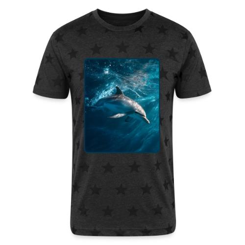 Dolphin Sunlit Ocean Serenity Design - Unisex Adult Star Printed T-Shirt