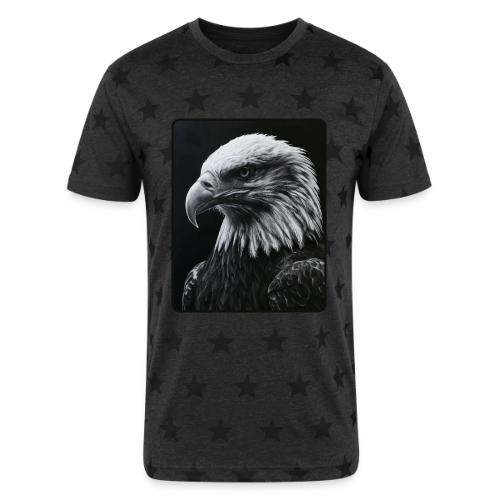 Black White Bald Eagle Design - Unisex Adult Star Printed T-Shirt