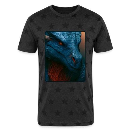 Turquoise Dragon Fire Eye Design - Unisex Adult Star Printed T-Shirt