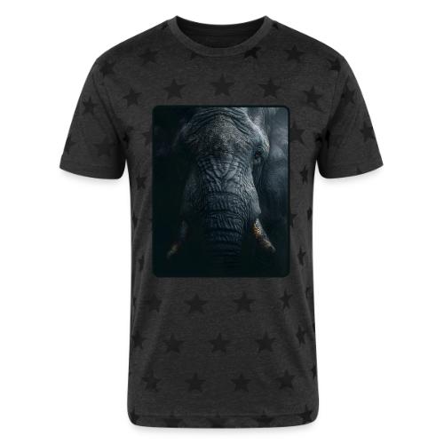 Shadow Elephant Intense Eyes Design - Unisex Adult Star Printed T-Shirt