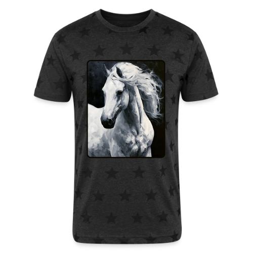 White Horse Oil Painting Design - Unisex Adult Star Printed T-Shirt