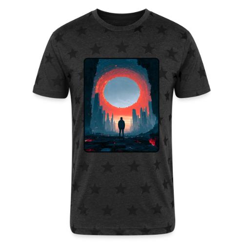 Cosmic Portal Future City Design - Unisex Adult Star Printed T-Shirt
