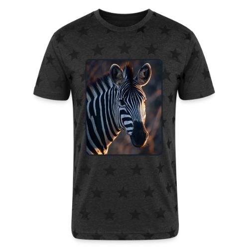 Majestic Zebra Sunset Portrait Design - Unisex Adult Star Printed T-Shirt