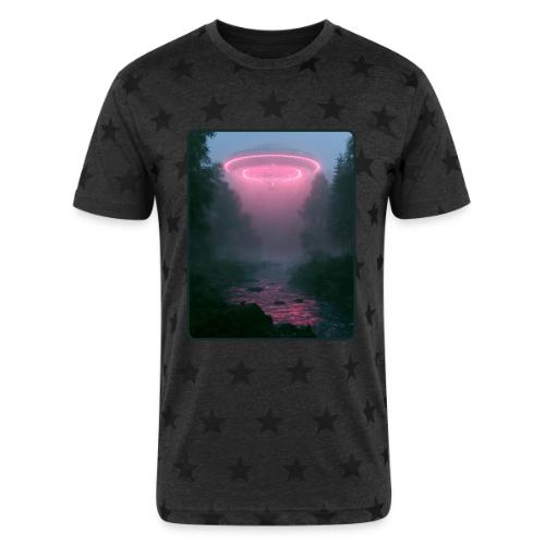 Neon UFO Forest River Design - Unisex Adult Star Printed T-Shirt