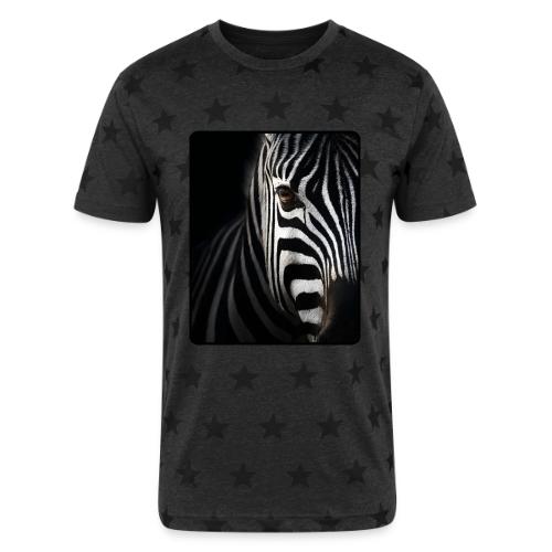 Zebra High Contrast Portrait Design - Unisex Adult Star Printed T-Shirt