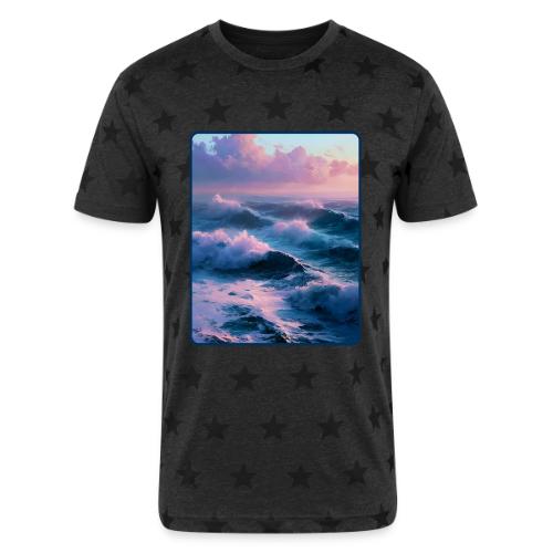 Dreamy Pastel Ocean Sunset Art - Unisex Adult Star Printed T-Shirt