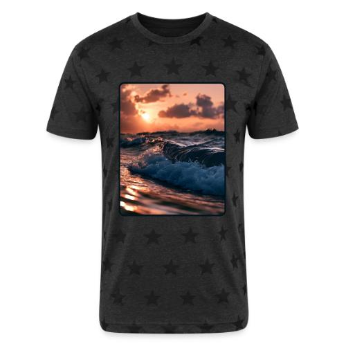 Golden Sunset Ocean Wave - Unisex Adult Star Printed T-Shirt
