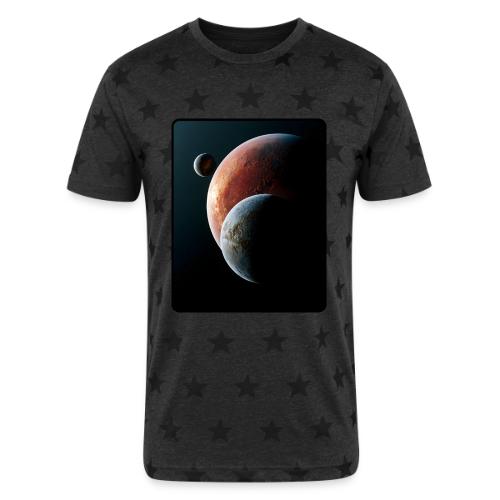 Three Planets Deep Space Design - Unisex Adult Star Printed T-Shirt