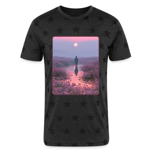 Ethereal Sunset Flower Field Art - Unisex Adult Star Printed T-Shirt