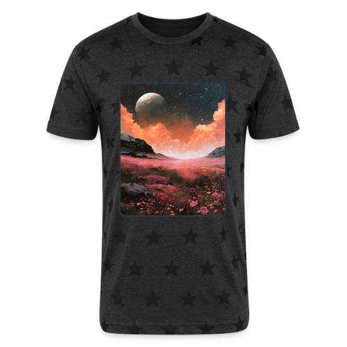 Moonlit Fantasy Flower Landscape - Unisex Adult Star Printed T-Shirt