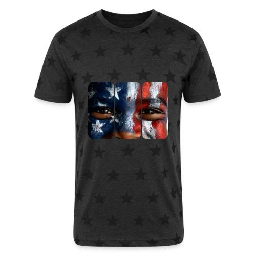 USA: Three Panels of Pride - Unisex Adult Star Printed T-Shirt