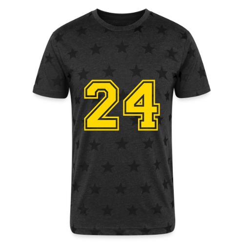 Number 24 in a classic athletic collegiate font - Unisex Adult Star Printed T-Shirt