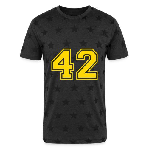 Number 42 in a classic athletic collegiate font - Unisex Adult Star Printed T-Shirt