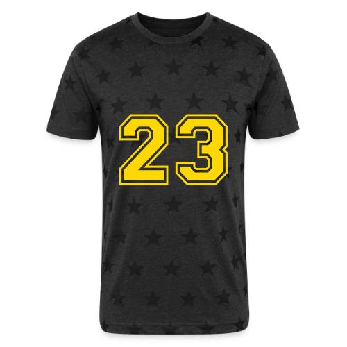 Number 23 in a classic athletic collegiate font - Unisex Adult Star Printed T-Shirt