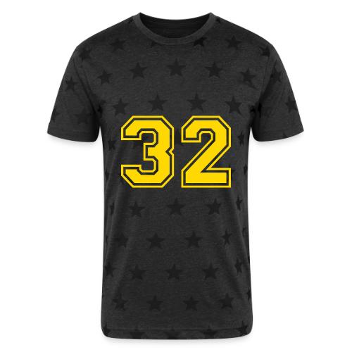 Number 32 in a classic athletic collegiate font - Unisex Adult Star Printed T-Shirt