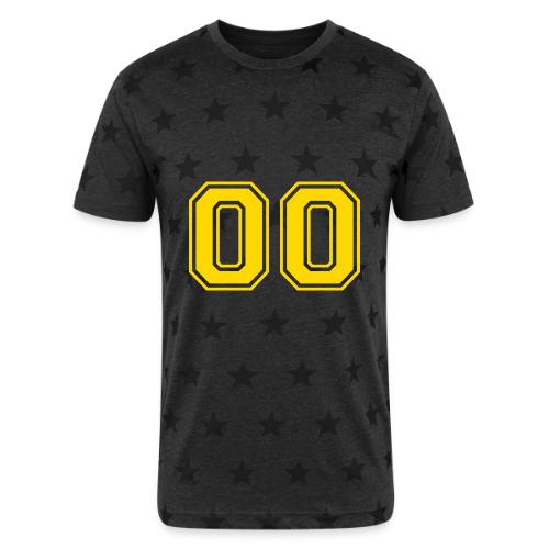 Number 00 in a classic athletic collegiate font - Unisex Adult Star Printed T-Shirt