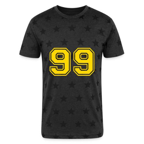 Number 99 in a classic athletic collegiate font - Unisex Adult Star Printed T-Shirt