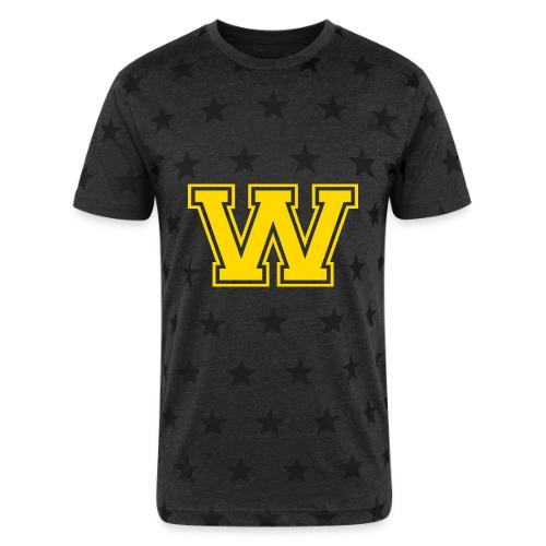 Letter W – Capital Athletic Alphabet Monogram - Unisex Adult Star Printed T-Shirt