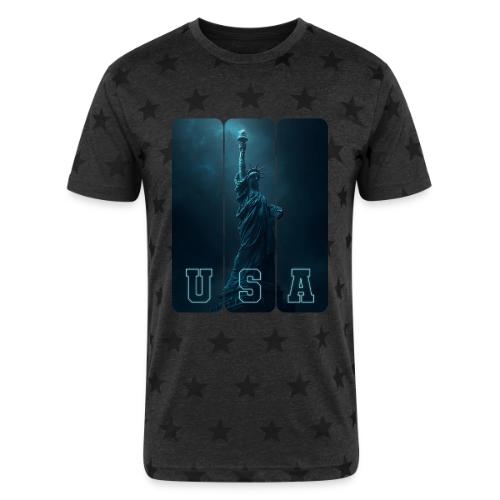 Neon Liberty USA Triptych - Unisex Adult Star Printed T-Shirt