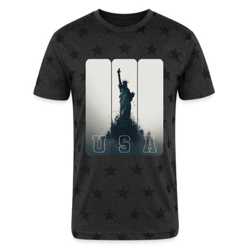 USA: Liberty Rising Over Manhattan - Unisex Adult Star Printed T-Shirt