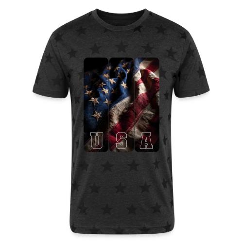 USA: Worn Stars and Stripes - Unisex Adult Star Printed T-Shirt