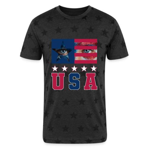 Stars and Vision USA - Unisex Adult Star Printed T-Shirt
