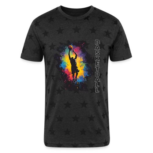 High Energy Basketball Paint Splatter Art - Unisex Adult Star Printed T-Shirt