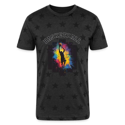 Basketball Slam Dunk Splash Design - Unisex Adult Star Printed T-Shirt