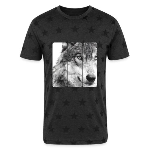 Wolf Face Triptych: Silent Alpha - Unisex Adult Star Printed T-Shirt
