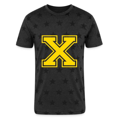Letter X – Capital Athletic Alphabet Monogram - Unisex Adult Star Printed T-Shirt