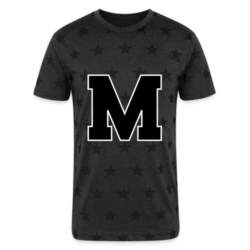 Varsity Letter M Collegiate Alphabet Art - Unisex Adult Star Printed T-Shirt