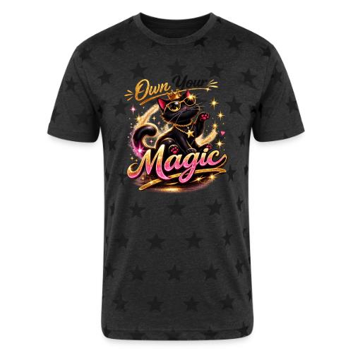 Own Your Magic – Glam Black Cat - Unisex Adult Star Printed T-Shirt