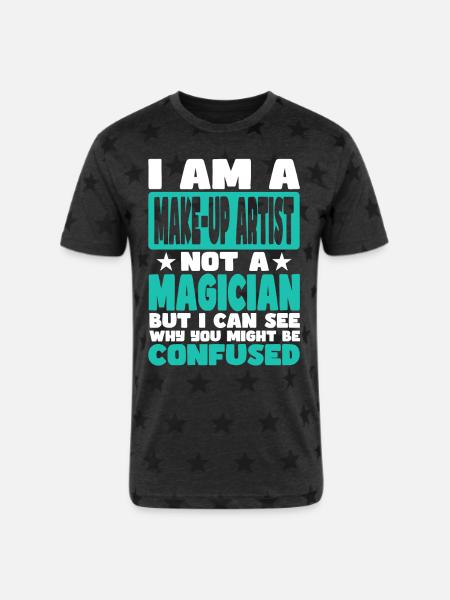 Make-up Artist - Unisex Adult Star Printed T-Shirt - charcoal star