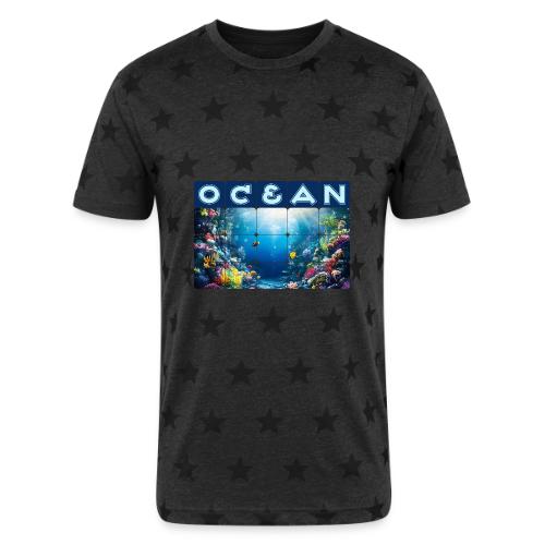 Ocean: Neon Reef Glow - Unisex Adult Star Printed T-Shirt