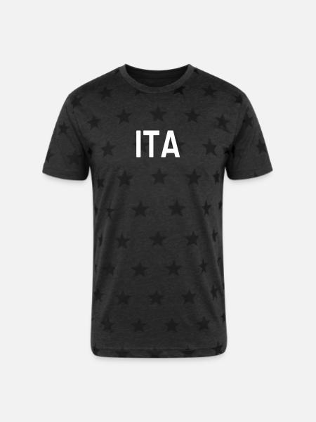 Italien ITA w - Unisex Adult Star Printed T-Shirt - charcoal star 