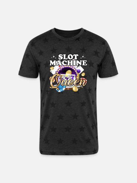 Slot Machine Queen - Unisex Adult Star Printed T-Shirt - charcoal star
