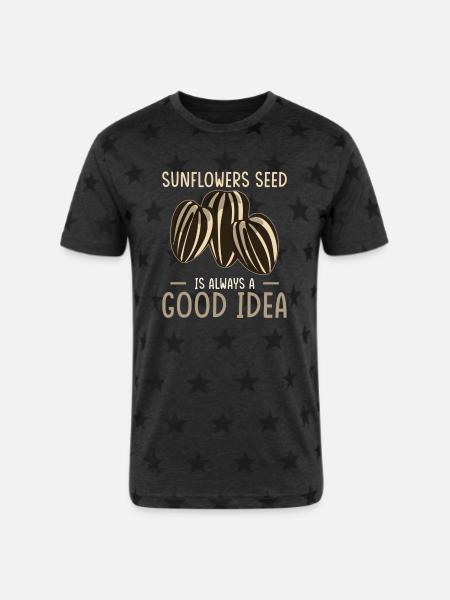 Sunflower Seeds - Unisex Adult Star Printed T-Shirt - charcoal star