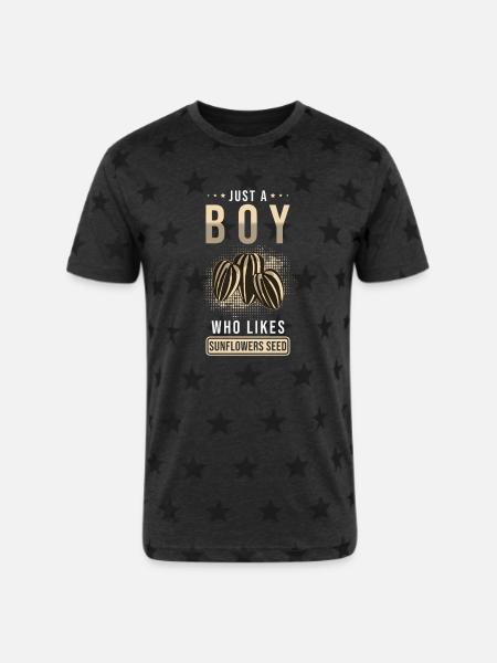 Sunflower Seeds - Unisex Adult Star Printed T-Shirt - charcoal star