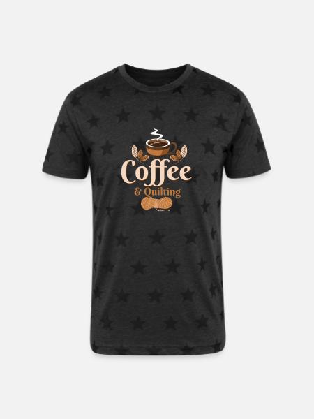 Coffee & Quilting Quilter Sewing - Unisex Adult Star Printed T-Shirt - charcoal star 