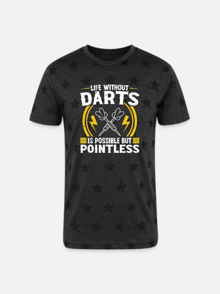 Darts Dart Player - Unisex Adult Star Printed T-Shirt - charcoal star